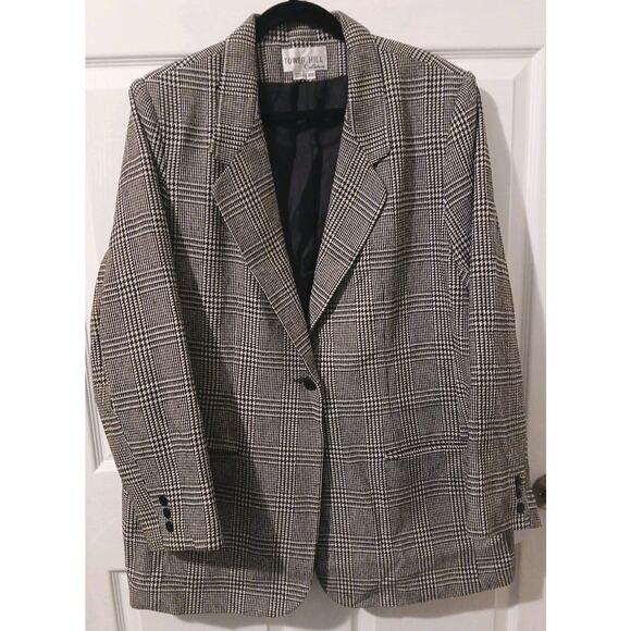 Tower Hill Jackets & Blazers - Blazer Women Size 20 Tower Hill Black Check Momcore Teacher Business Vtng